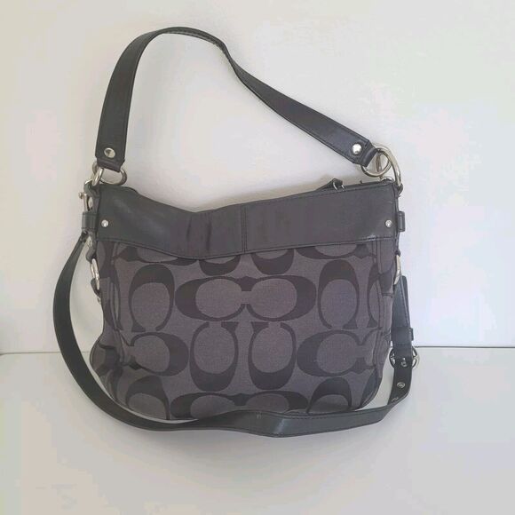 Coach Black and Gray Signature Shoulder Bag - Picture 2 of 10